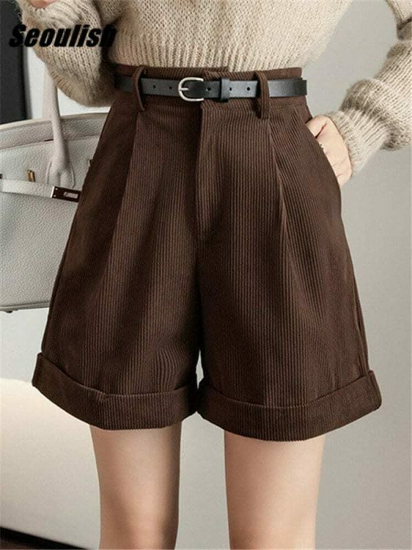 Vintage Wide Leg High Waist Shorts - Retro Y2K Streetwear Fashion