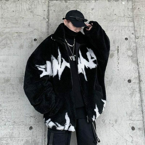 Vintage Wool Fleece Oversize Jacket | Harajuku Streetwear Coat