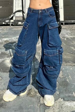 Vintage Y2K Baggy Jeans with Punk Grunge Aesthetic