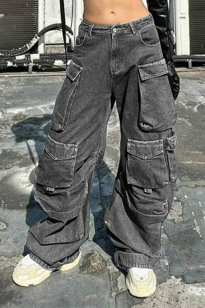 Vintage Y2K Baggy Jeans with Punk Grunge Aesthetic