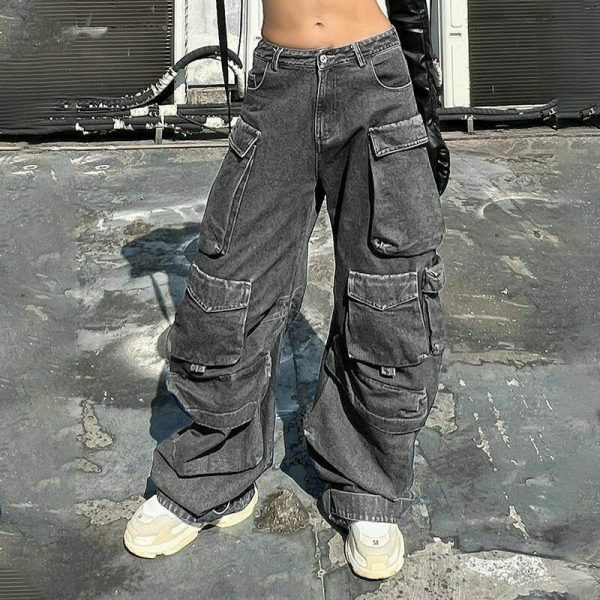 Vintage Y2K Baggy Jeans with Punk Grunge Aesthetic