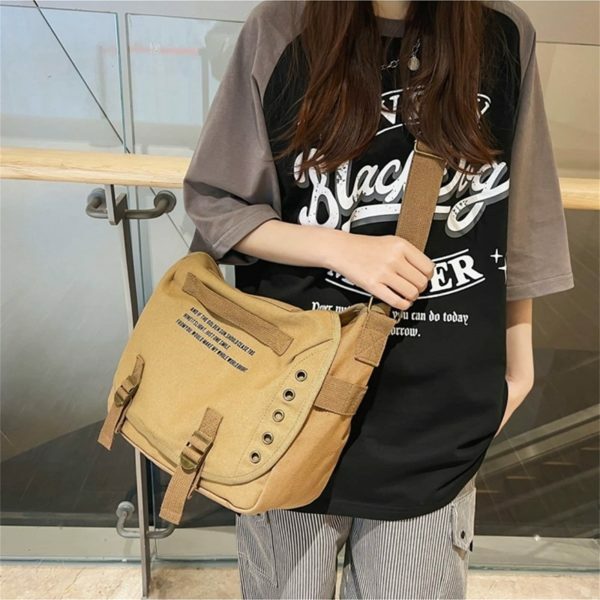 Vintage Y2K Canvas Crossbody Bag for Streetwear Style