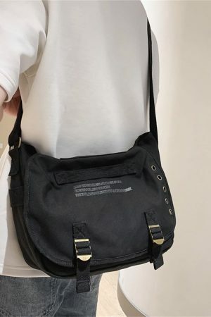 Vintage Y2K Canvas Crossbody Bag for Streetwear Style