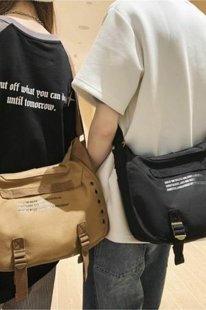 Vintage Y2K Canvas Crossbody Bag for Streetwear Style