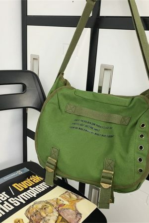 Vintage Y2K Canvas Crossbody Bag for Streetwear Style