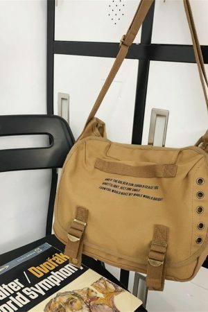 Vintage Y2K Canvas Crossbody Bag for Streetwear Style