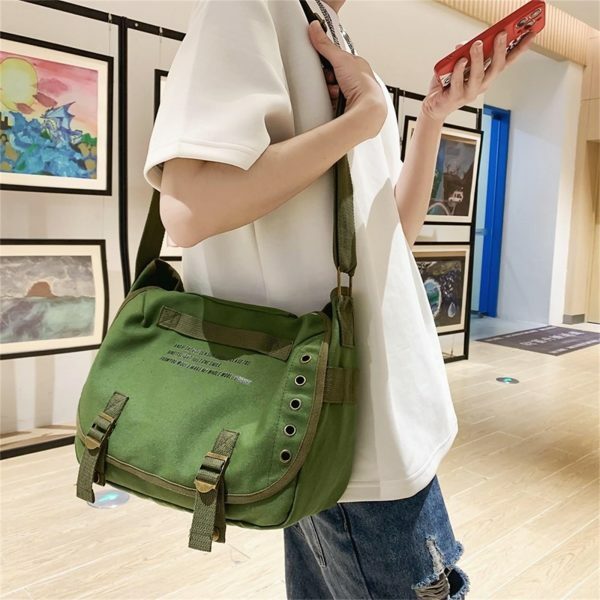 Vintage Y2K Canvas Crossbody Bag for Streetwear Style