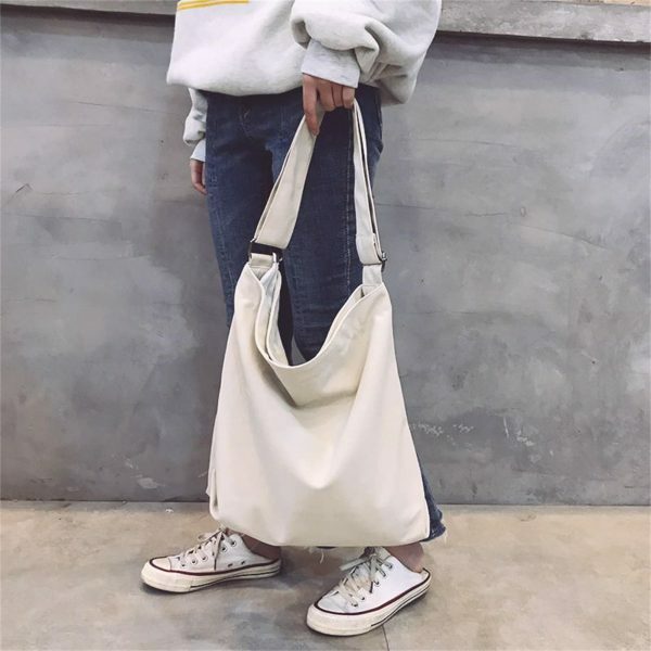 Vintage Y2K Canvas Crossbody Bag for Women - Large Capacity Streetwear Shopping Bag