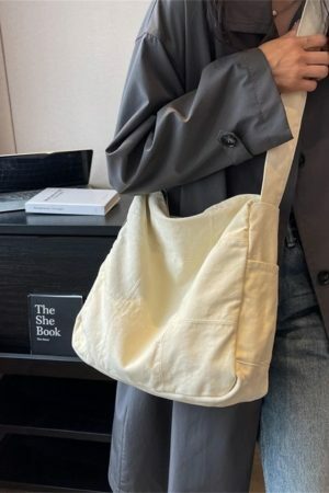 Vintage Y2K Canvas Crossbody Bag for Women - Streetwear Aesthetic