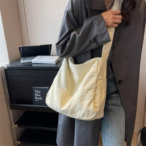 Vintage Y2K Canvas Crossbody Bag for Women - Streetwear Aesthetic