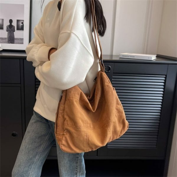 Vintage Y2K Canvas Crossbody Bag for Women - Streetwear Aesthetic