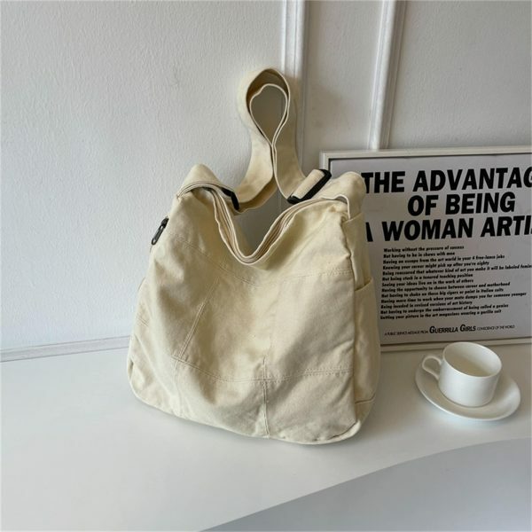 Vintage Y2K Canvas Crossbody Bag for Women - Streetwear Aesthetic