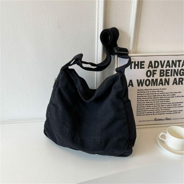 Vintage Y2K Canvas Crossbody Bag for Women - Streetwear Aesthetic