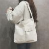 Vintage Y2K Canvas Shoulder Bag with Multiple Pockets