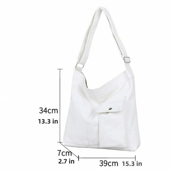 Vintage Y2K Canvas Shoulder Bag with Multiple Pockets