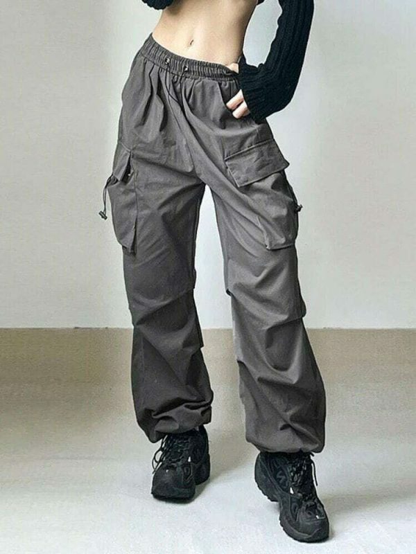 Vintage Y2K Oversized Cargo Parachute Pants for Women Streetwear