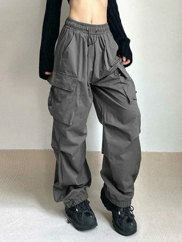 Vintage Y2K Oversized Cargo Parachute Pants for Women Streetwear