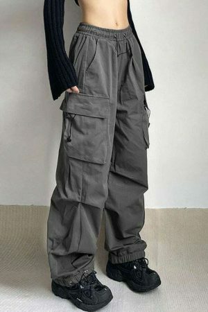 Vintage Y2K Oversized Cargo Parachute Pants for Women Streetwear