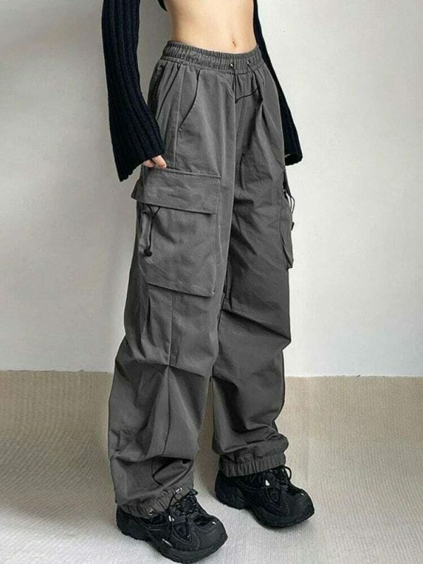 Vintage Y2K Oversized Cargo Parachute Pants for Women Streetwear