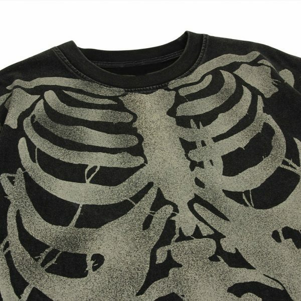 Vintage Y2K Skeleton Print Oversized Streetwear T-Shirt