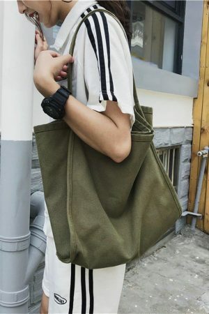 Vintage Y2K Streetwear Canvas Shoulder Bag