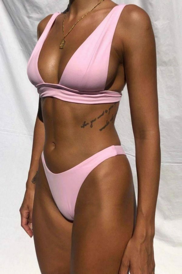 Y2K Aesthetic Baby Pink Bikini Top with Removable Padding