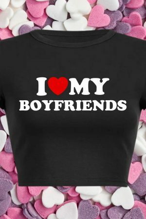 Y2K Aesthetic Boyfriend Tee, Funny Slogan Crop Top, Baddie Girl Graphic T-Shirt