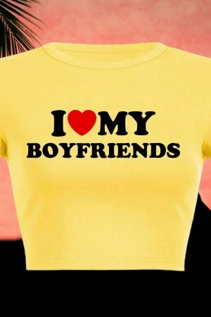 Y2K Aesthetic Boyfriend Tee, Funny Slogan Crop Top, Baddie Girl Graphic T-Shirt