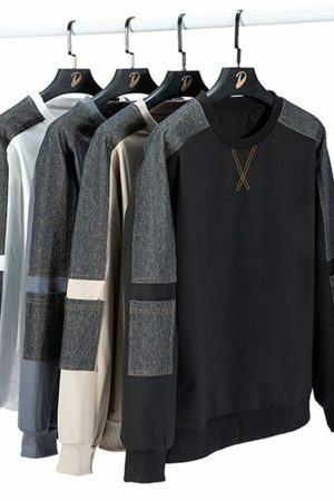 Y2K Aesthetic Color Matching Men's Streetwear Sweatshirt