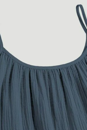 Y2K Aesthetic Cotton Sun Dress for Women - Sleeveless Backless Beachwear