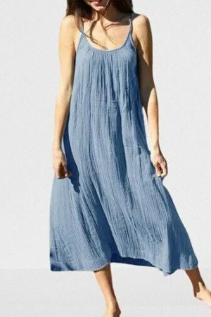 Y2K Aesthetic Cotton Sun Dress for Women - Sleeveless Backless Beachwear