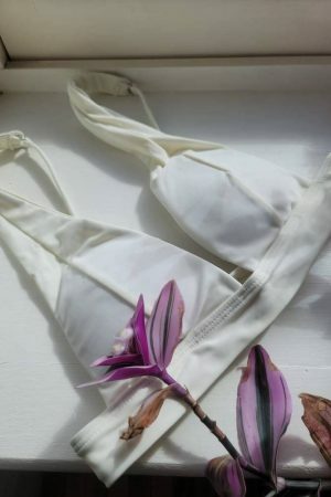 Y2K Aesthetic Cream Color Bikini Top - Vanessa Ivory