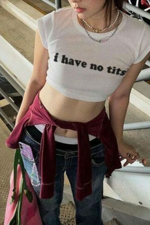 Y2K Aesthetic Crop Top with Funny 90s Quote - Grunge Baby Tee