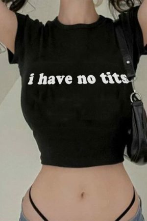 Y2K Aesthetic Crop Top with Funny 90s Quote - Grunge Baby Tee