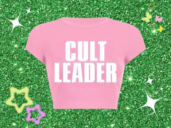 Y2K Aesthetic Cult Leader Funny Baby Tee, Grunge Punk Graphic Print Crop Top