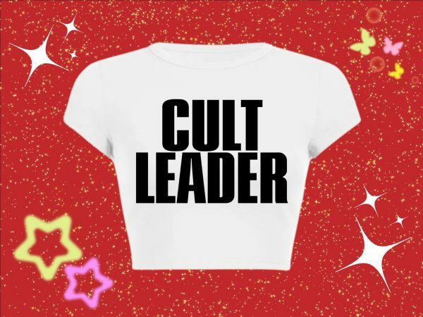 Y2K Aesthetic Cult Leader Funny Baby Tee, Grunge Punk Graphic Print Crop Top