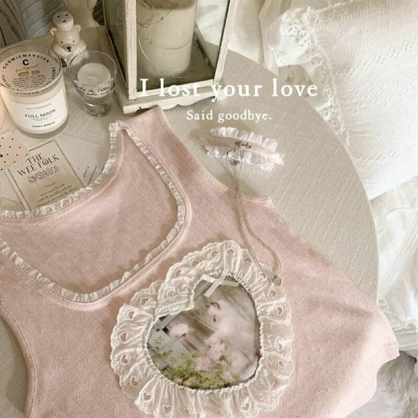 Y2K Aesthetic Cute Cat Print Lace Streetwear Top