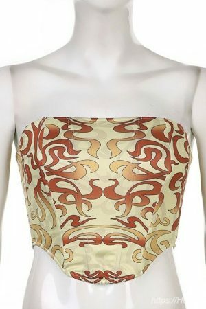 Y2K Aesthetic Fairy Grunge Print Tube Top