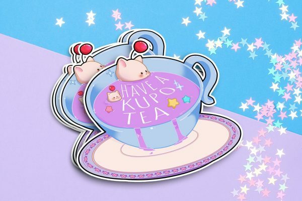 Y2K Aesthetic Fantasy Sticker Set with Tifa's Potion Tea Cup - Streetwear Gamer Gift