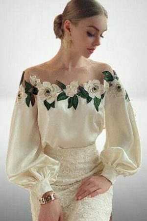 Y2K Aesthetic Floral Chiffon Edwardian Victorian Blouse