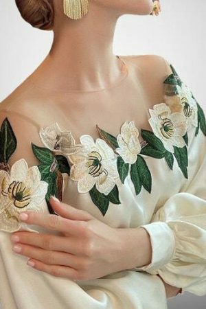 Y2K Aesthetic Floral Chiffon Edwardian Victorian Blouse