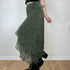 Y2K Aesthetic High Waist Green Midi Skirt - Streetwear Fashion