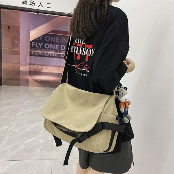 Y2K Aesthetic Large Capacity Canvas Crossbody Bag for Streetwear Fashion