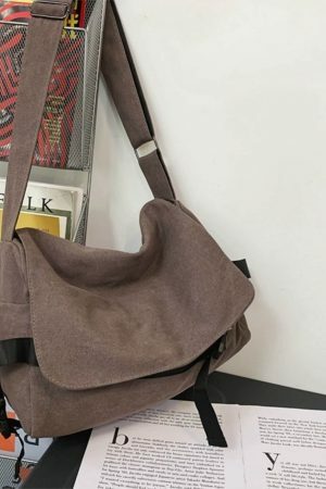 Y2K Aesthetic Large Capacity Canvas Crossbody Bag for Streetwear Fashion