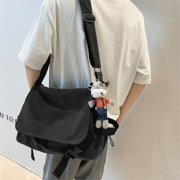 Y2K Aesthetic Large Capacity Canvas Crossbody Bag for Streetwear Fashion