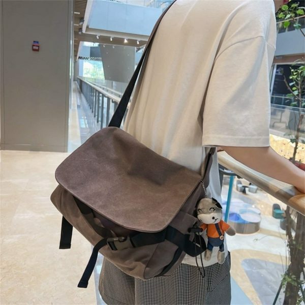 Y2K Aesthetic Large Capacity Canvas Crossbody Bag for Streetwear Fashion