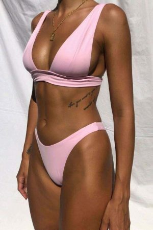 Y2K Aesthetic Light Pink Cheeky Bikini Bottom