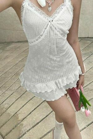 Y2K Aesthetic Mini Dress - Trendy Streetwear Fashion