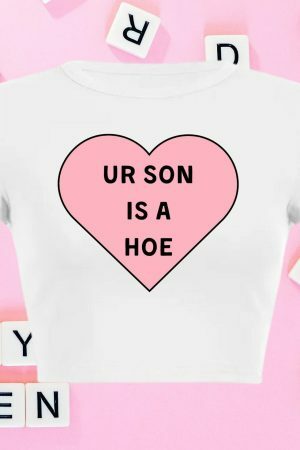 Y2K Aesthetic Offensive Text Baby Tee - Streetwear Slogan Crop Top