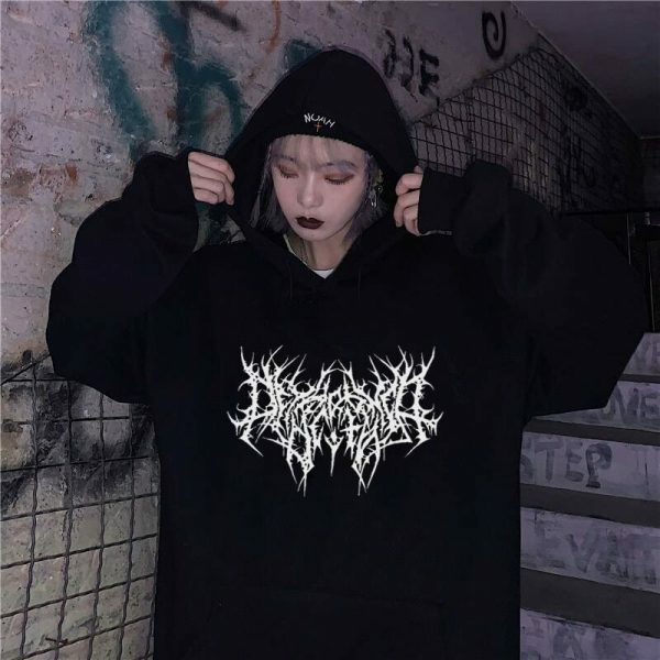 Y2K Aesthetic Oversized Hoodie Gothic Sweatshirt Harajuku Style Sweater